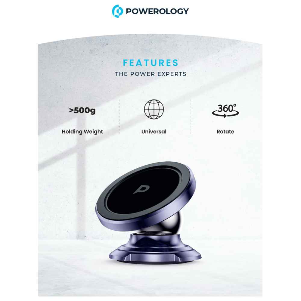 Powerology - 360-Degree Rotatable Heavy Duty Magnetic Car Mount - Purple