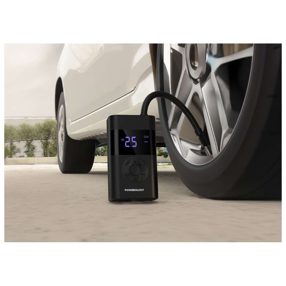 Powerology - Ultra Portable Air Compressor Power Bank - Black - 4000 mAh