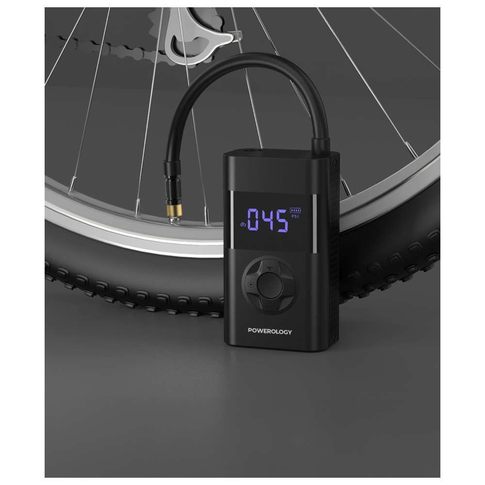 Powerology - Ultra Portable Air Compressor Power Bank - Black - 4000 mAh