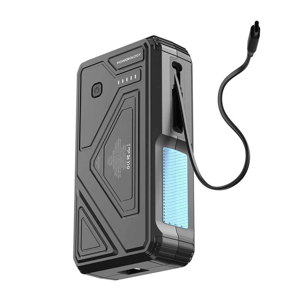 Powerology - Solar Wireless Charging Power Bank - Black - 27000 mAh