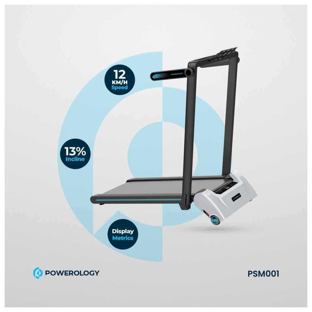 Powerology - Incline Folding Treadmill With 5 Incline Levels - Black - 120 kg