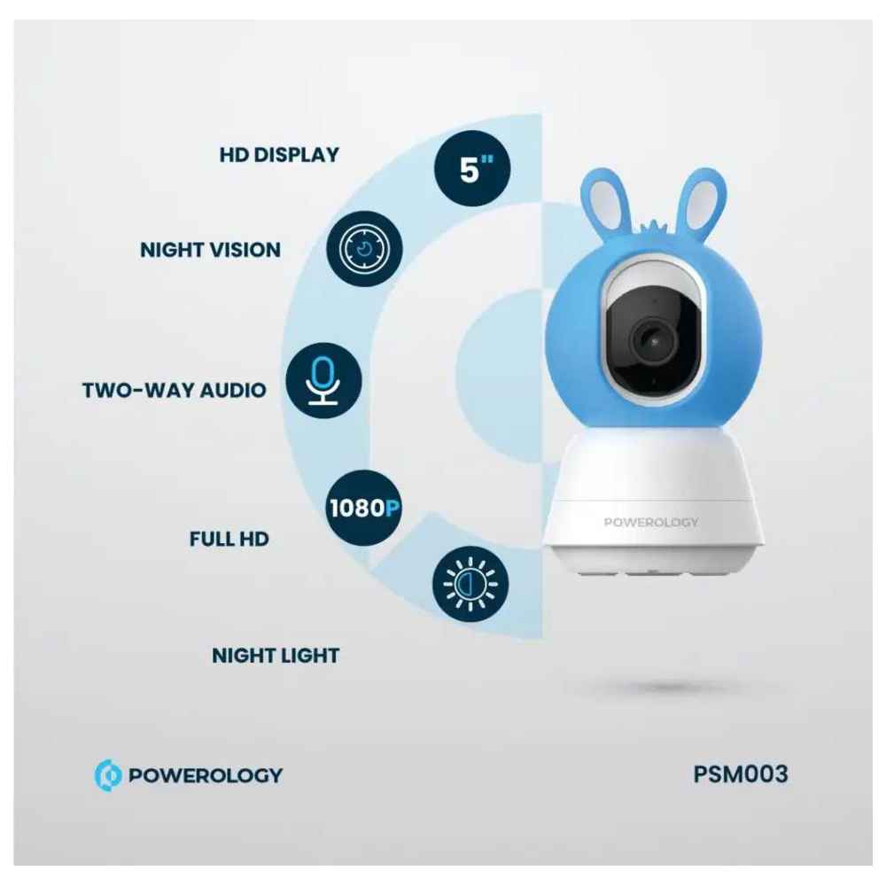 Powerology - Baby Camera & Monitor With Cover - Blue/Pink