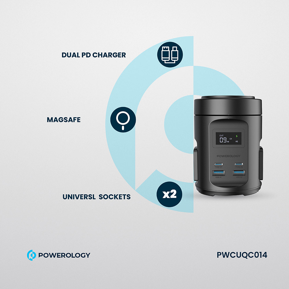 Powerology - Magsafe Power Hub With UK Plug - Black - 2200 W