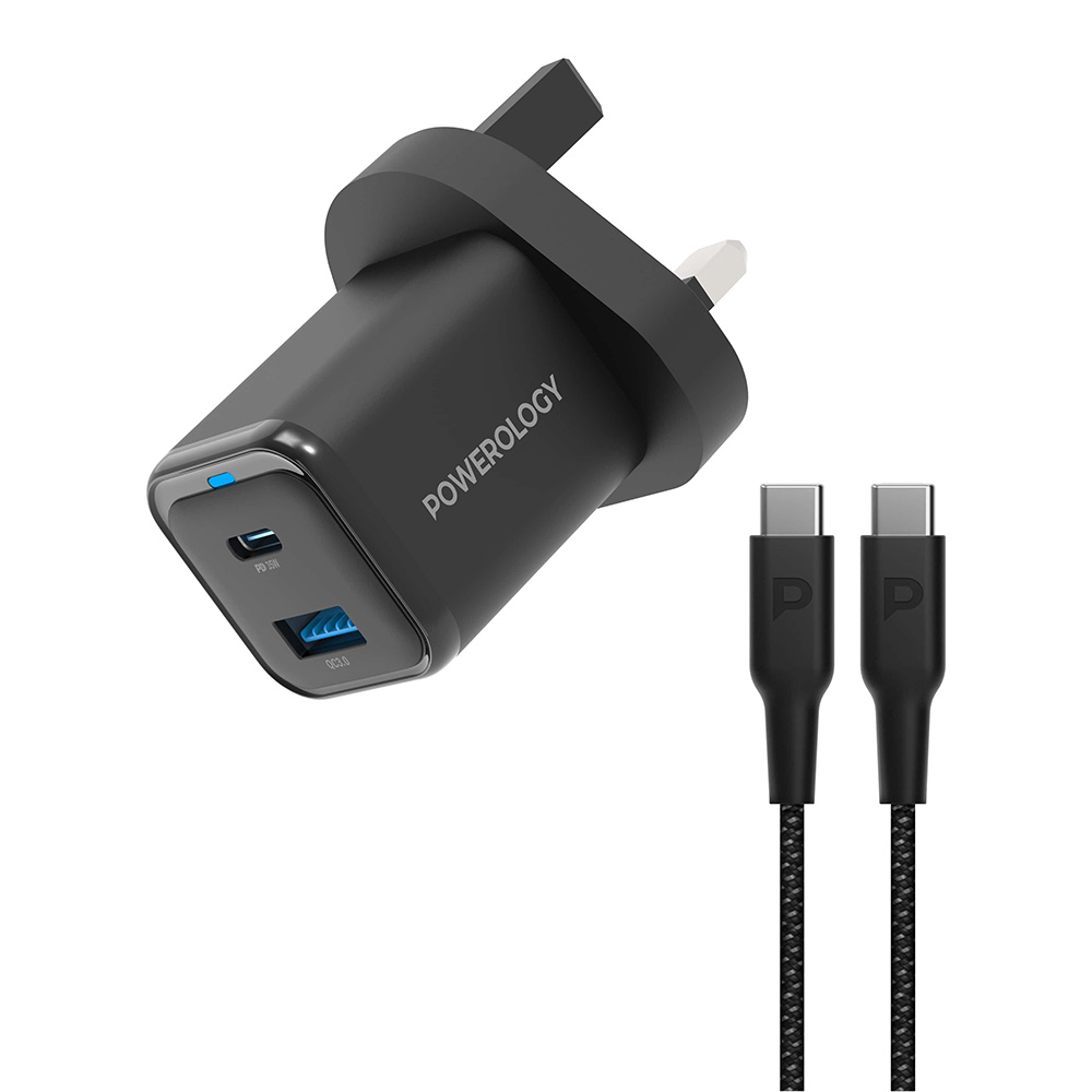 باورولوجي - شاحن سريع فائق الصغر مزدوج المنافذ - أسود