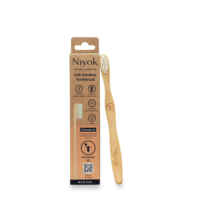 Niyok - Kids Bamboo Toothbrush & Toothpaste - Coconut Oil/Strawberry/Raspberry - 75 ml