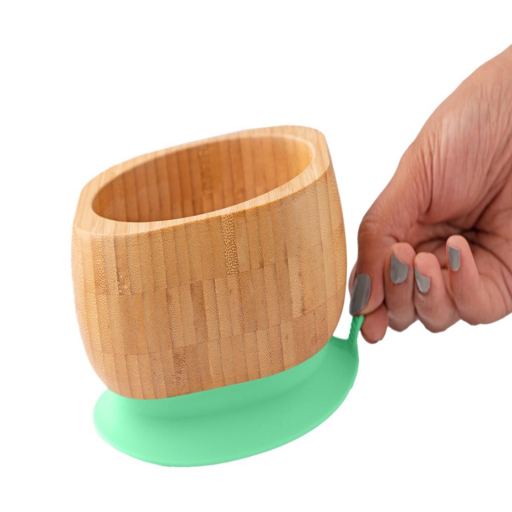 إيكو راسكلز - طقم وعاء خيزران بقاعدة شفط مع ملعقة - متعدد الألوان - قطعتان