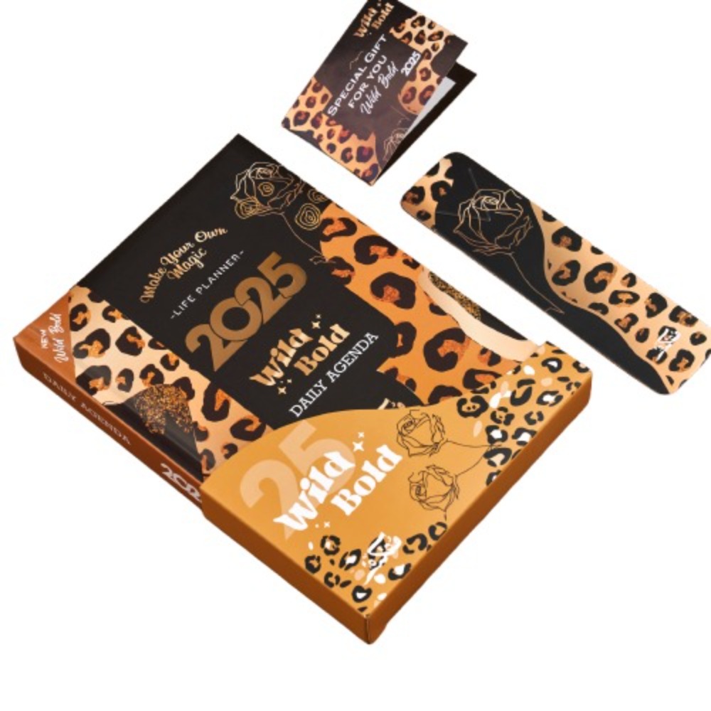 مفكرة - أجندة يومية بحجم ايه5 - مجموعة هدايا 2025 - وايلد بولد - ٣ قطع