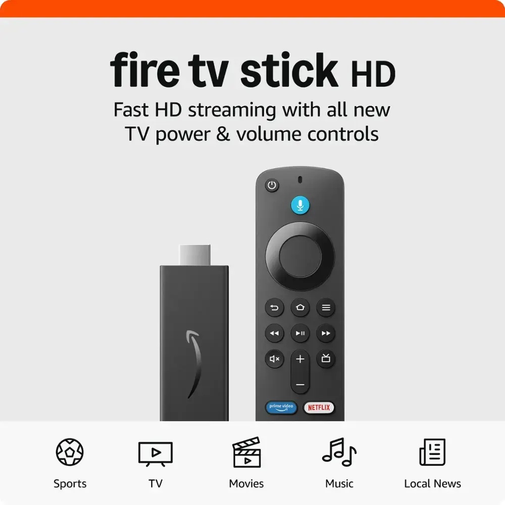 Amazon - Fire TV Stick HD With Remote 2024 - Black