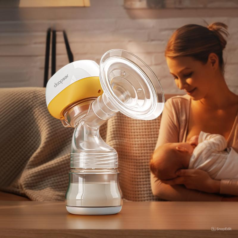 Doopser - All-In-One Wireless Electric Breast Pump Kit - White/Orange