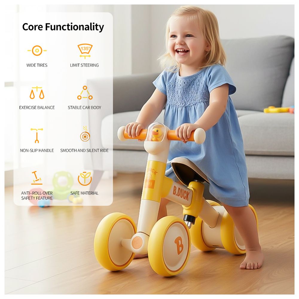 B.Duck - Toddler Balance Bike With Adjustable Handlebar - Yellow