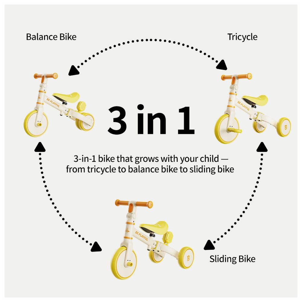 B.Duck - 3-in-1 Toddler Bike With Adjustable Seat & Handlebar