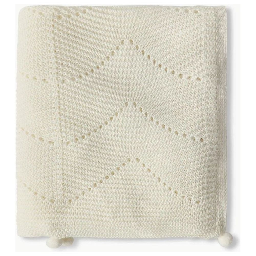 Nini - Baby Organic Cotton Knitted Baby Blanket – White