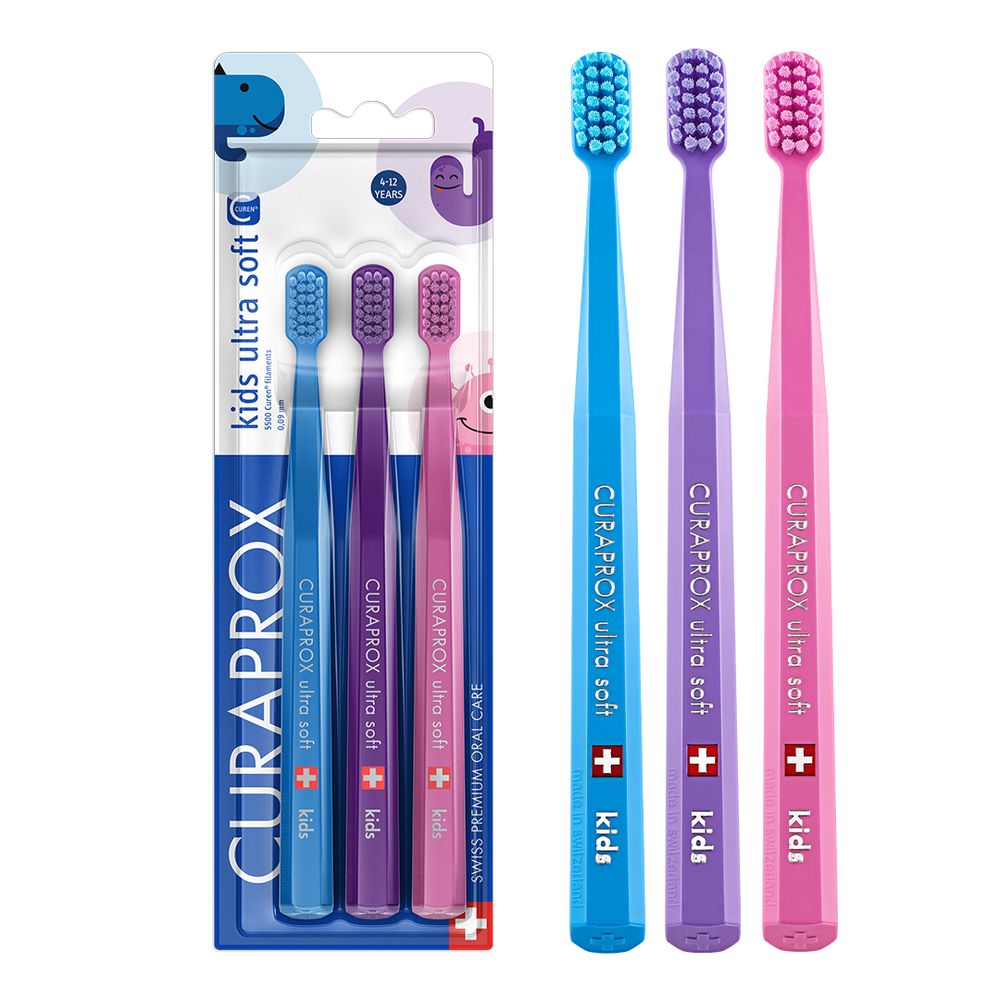Curaprox - Kids Ultra Soft Toothbrush Pack of 3 - Multicolor