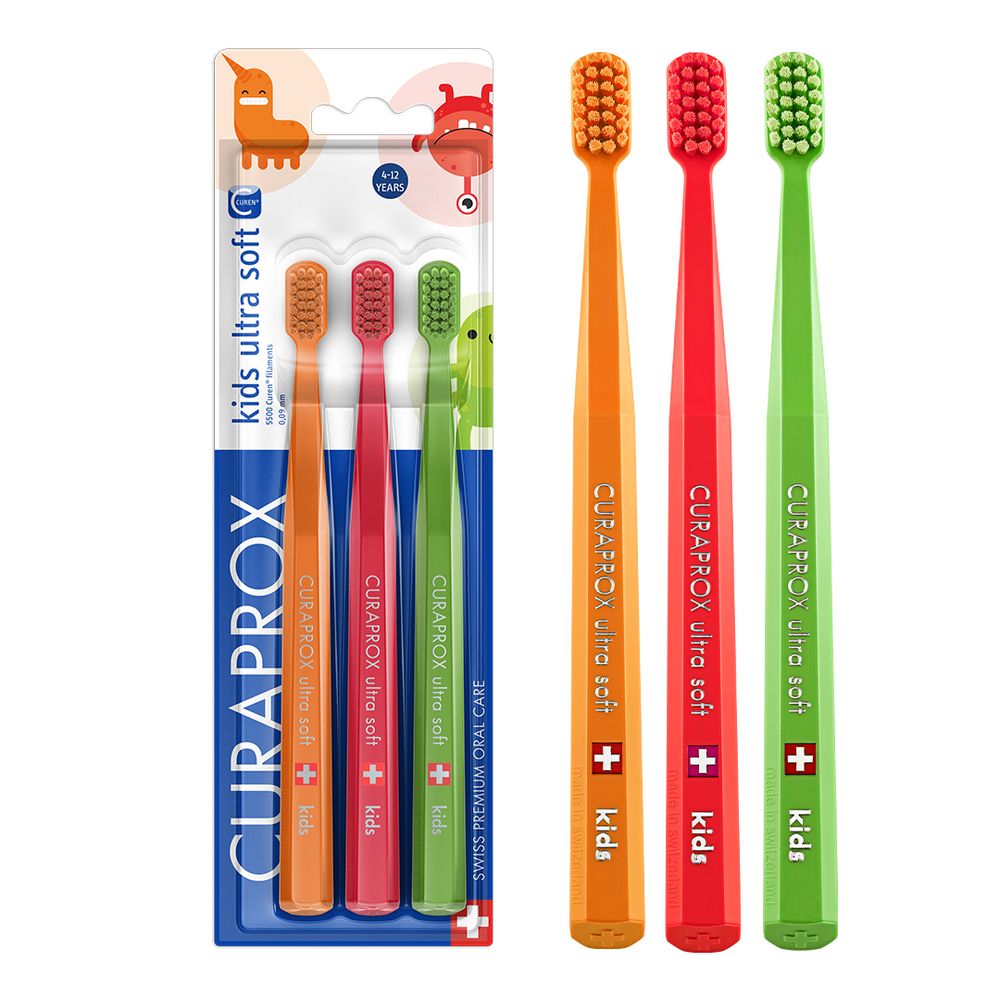 Curaprox - Kids Ultra Soft Toothbrush Pack of 3 - Multicolor