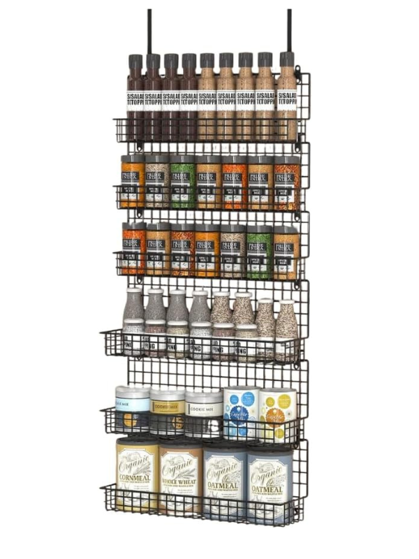 Echo Audio - 6 Tiers Over The Door Hanging Spice Rack - Black
