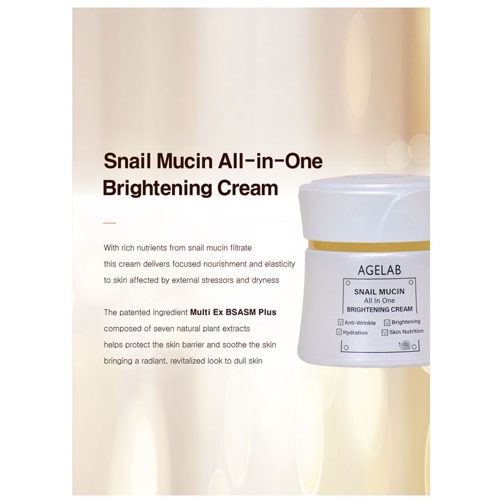 AgeLab - Snail Mucin All-In-One Brightening Cream - 60 gm