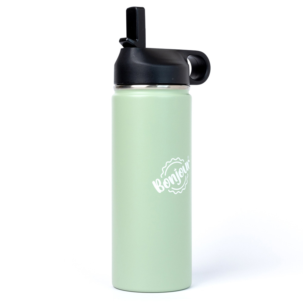 Bonjour - Sip Box Premium Insulated Water Bottle With Straw Lid - Light Green - 500 ml