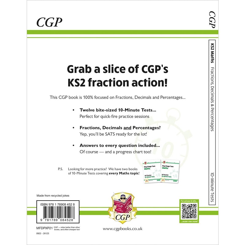 اختبارات الرياضيات للمرحلة الأساسية الثانية (KS2) - اختبارات SAT Buster لمدة 10 دقائق - الكسور والأعداد العشرية والنسب المئوية