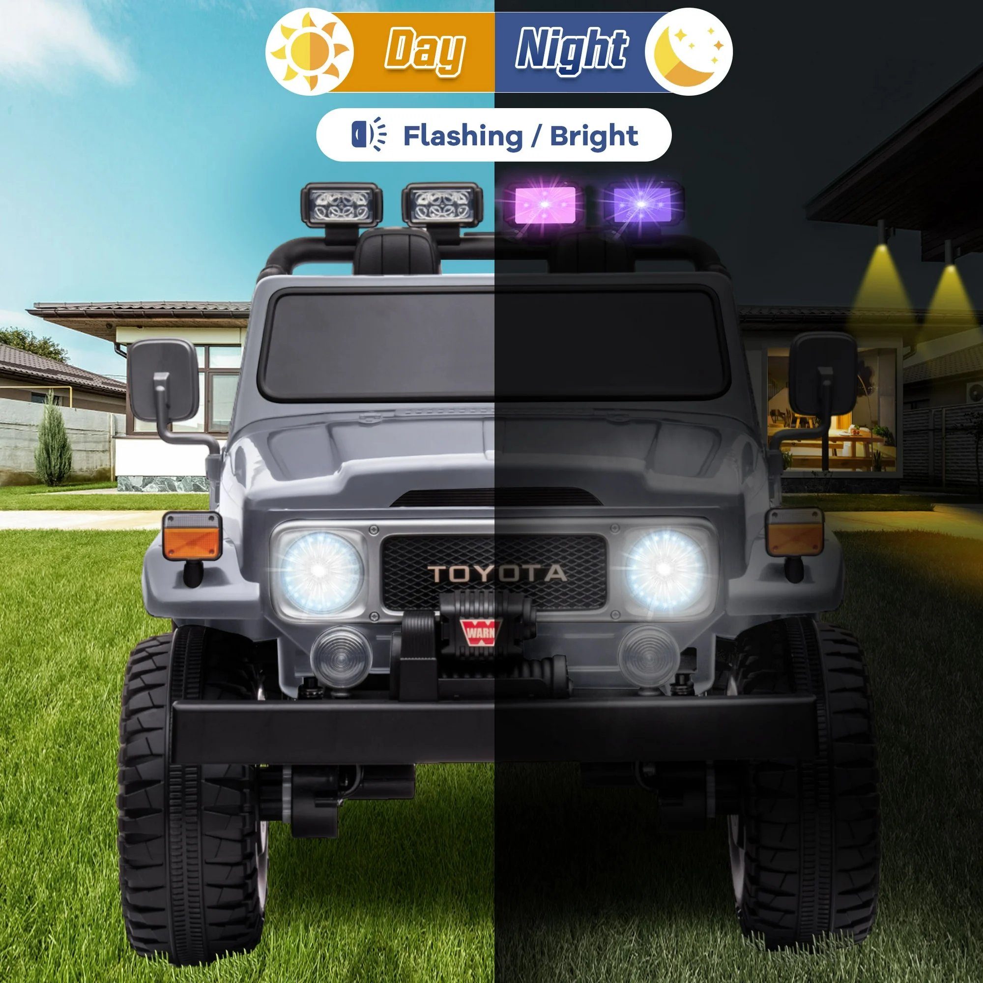 Toyota - 2 Seater Kids Remote Control Ride On Jeep - Grey - 24 V