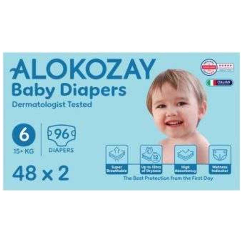 Alokozay - Premium Baby Diapers 15+kg - Size 6 Pack of 2 - 96 Diapers