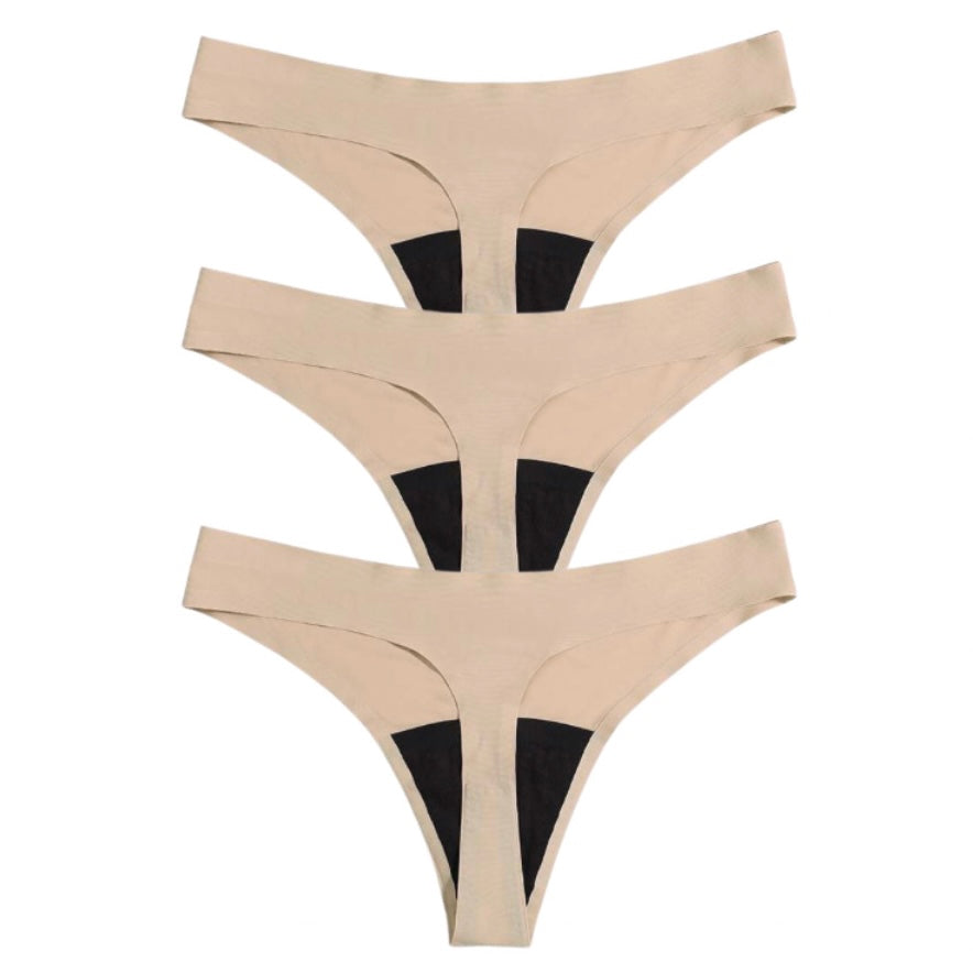 Bodi Fresh - 3pc-Set - Everyday Seamless Leakproof Period Thong - Nude