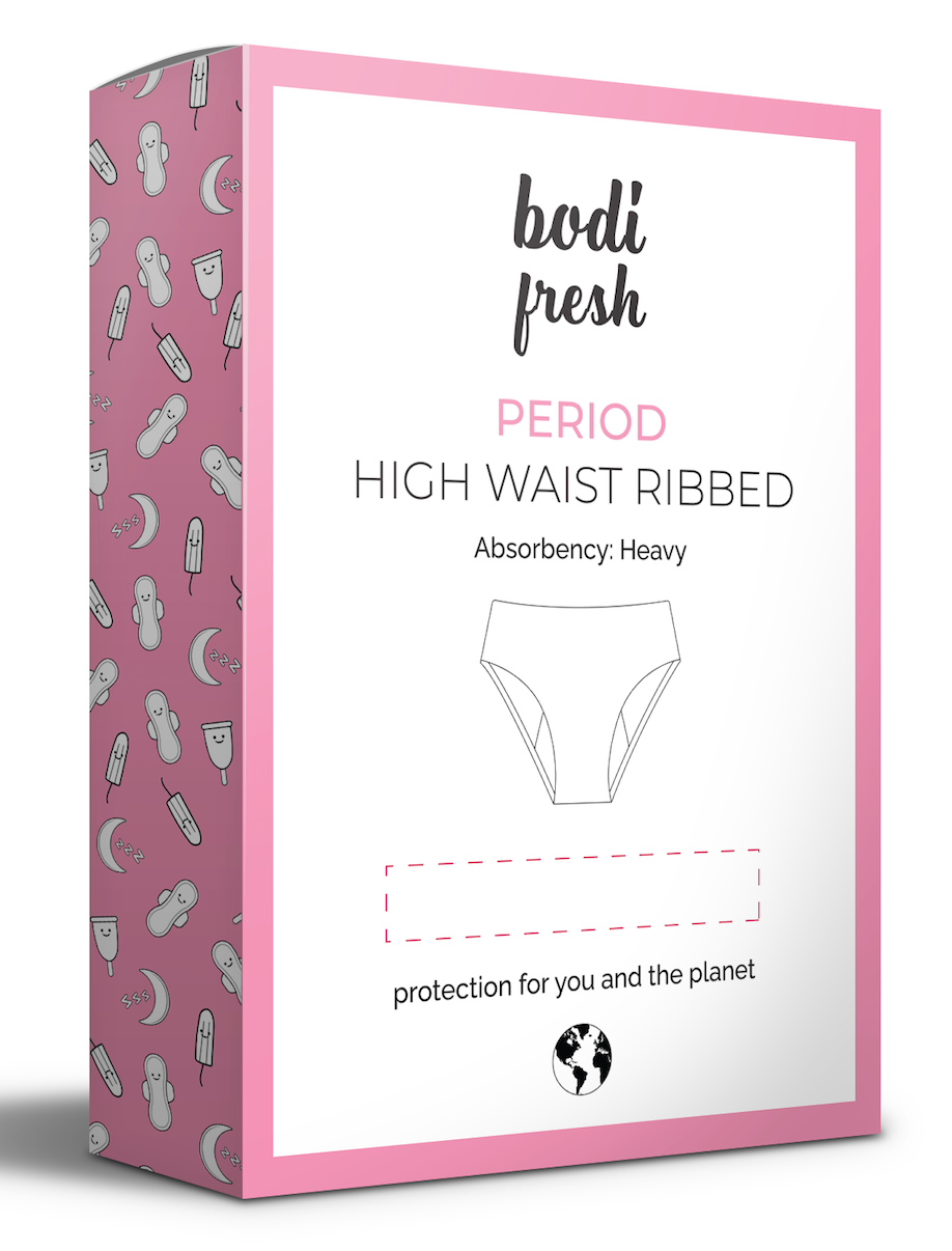 Bodi Fresh - 3pc-Set - High Waist Ribbed Period Underwear - Black