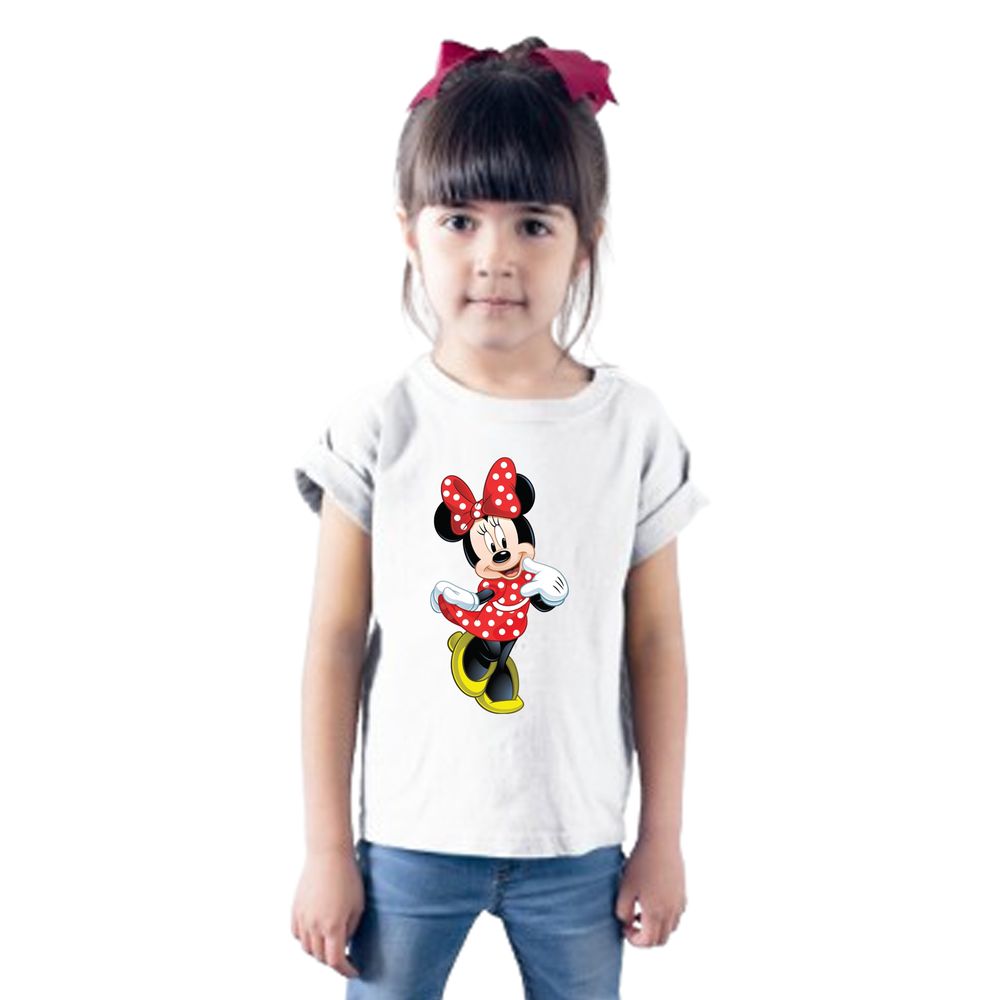 Matching Family Outfits - Minnie Mouse Printed Kids T-Shirt - White