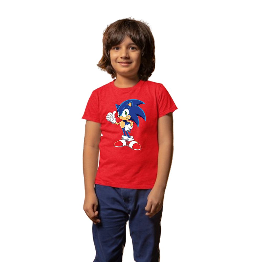 Matching Family Outfits - Sonic The Hedgehog Printed Kids T-Shirt - Red