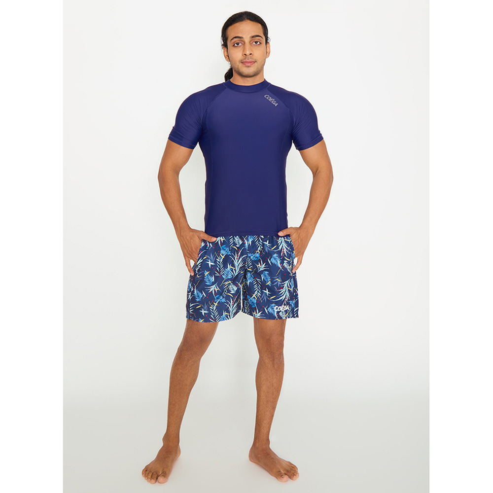 ملابس الشمس كويغا - شورت سباحة للرجال - أوراق شجر هاواي - كحلي