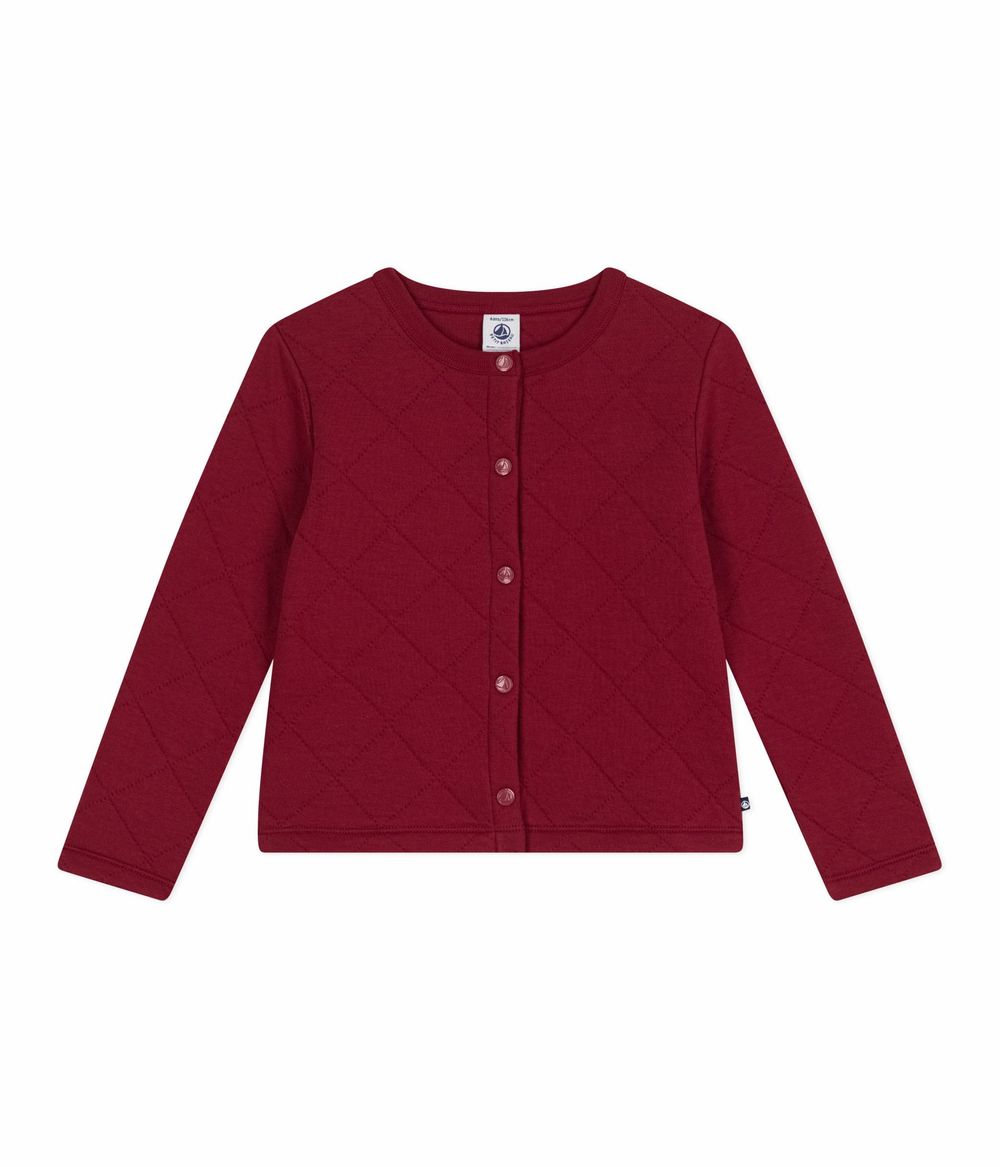 Petit Bateau - Kids Plain Cotton Cardigan - Amarante
