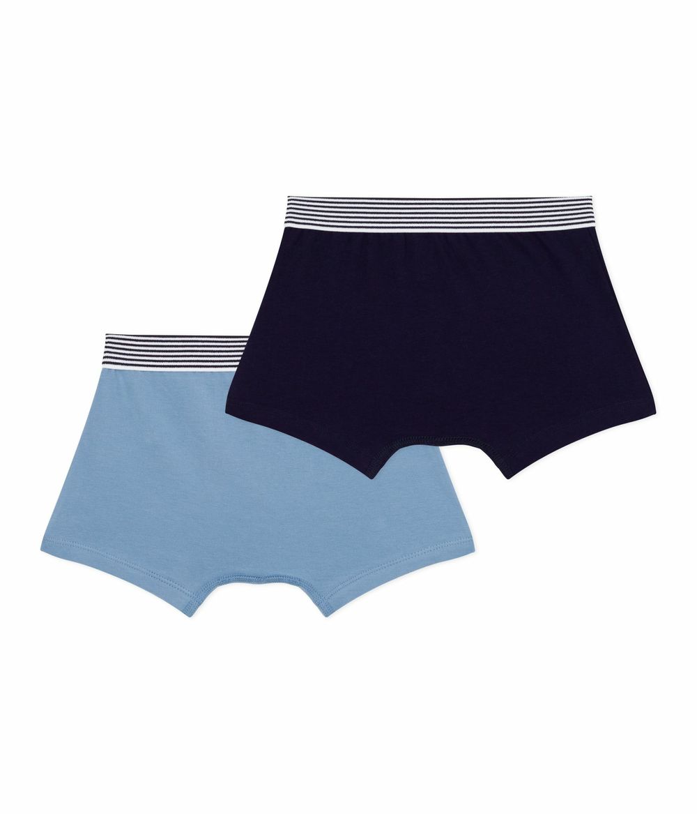 Petit Bateau - 2pc-Set - Boys' Plain Elasticated Boxers - Blue