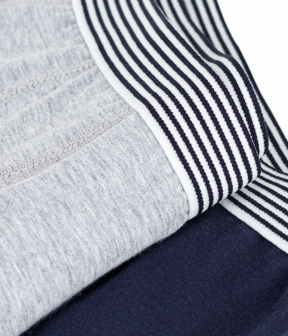 Petit Bateau - 2pc-Set - Boys' Plain Elasticated Boxers - Blue/Grey