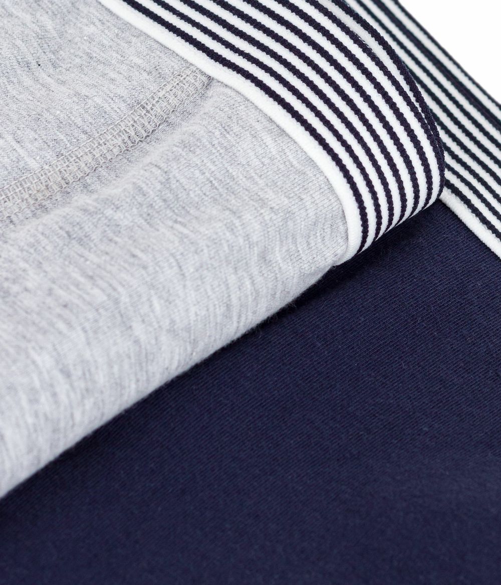 Petit Bateau - 2pc-Set - Boys' Elasticated Plain Boxers - Grey/Blue