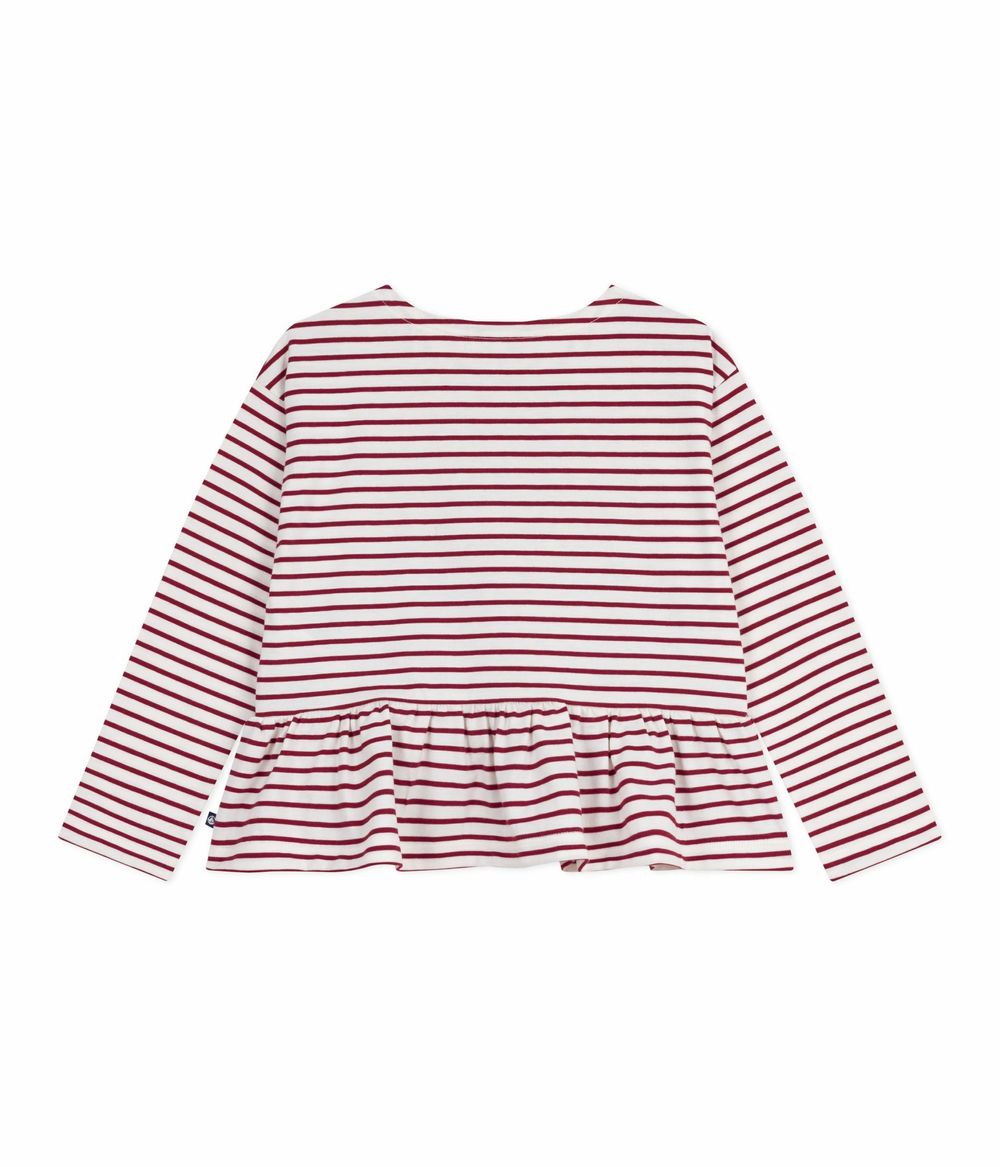 Petit Bateau - Girl's Cotton Breton Top - Amarante White/Red
