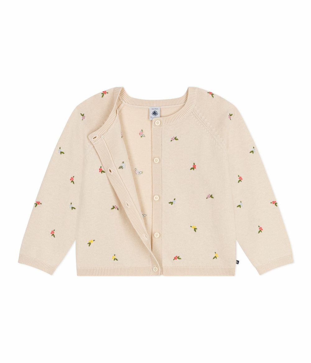 Petit Bateau - Girl's Cardigan With Embroidered Motifs - Avalanche/Multicolor
