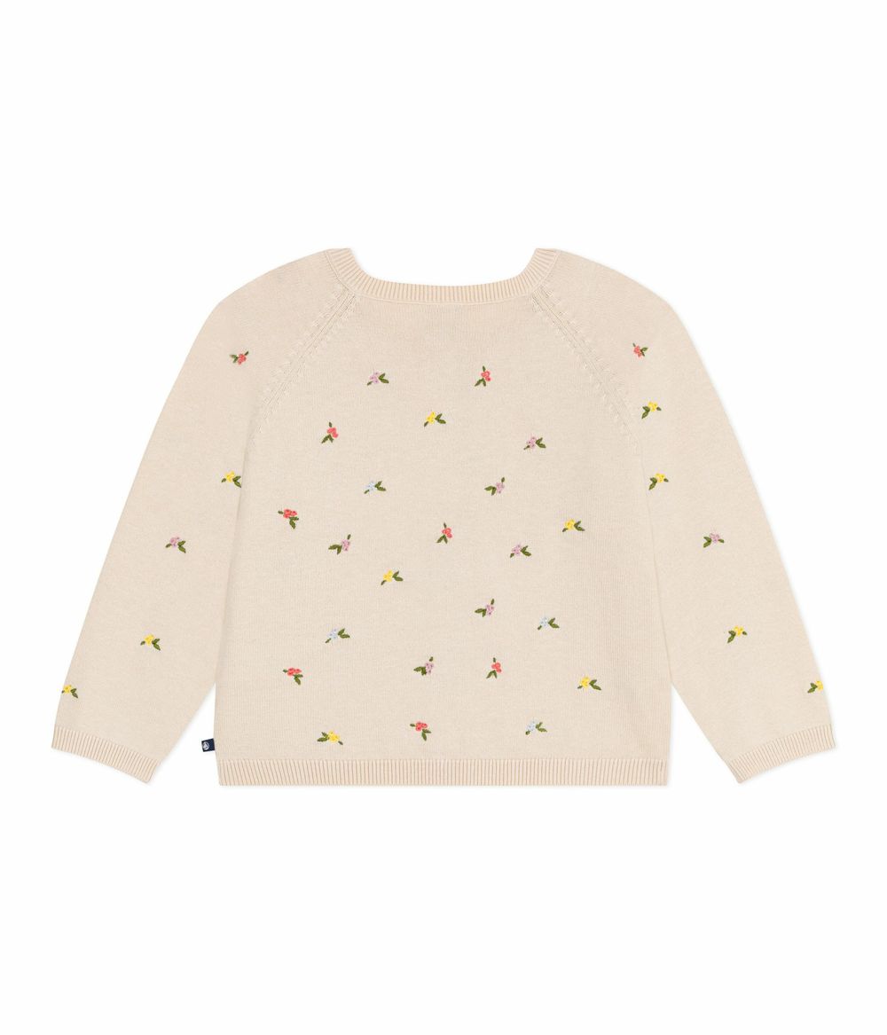 Petit Bateau - Girl's Cardigan With Embroidered Motifs - Avalanche/Multicolor