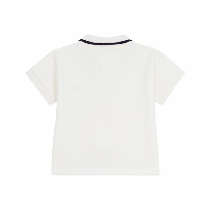 Petit Bateau - Boys Short Sleeve Plain Polo T-Shirt - White