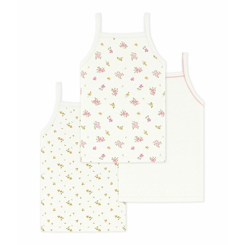 Petit Bateau - 3pc-Set - Girl's Floral Print Tank Tops - Multicolor