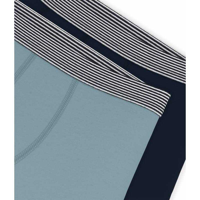 Petit Bateau - 2pc-Set - Boy's Plain Boxers - Navy/Teal