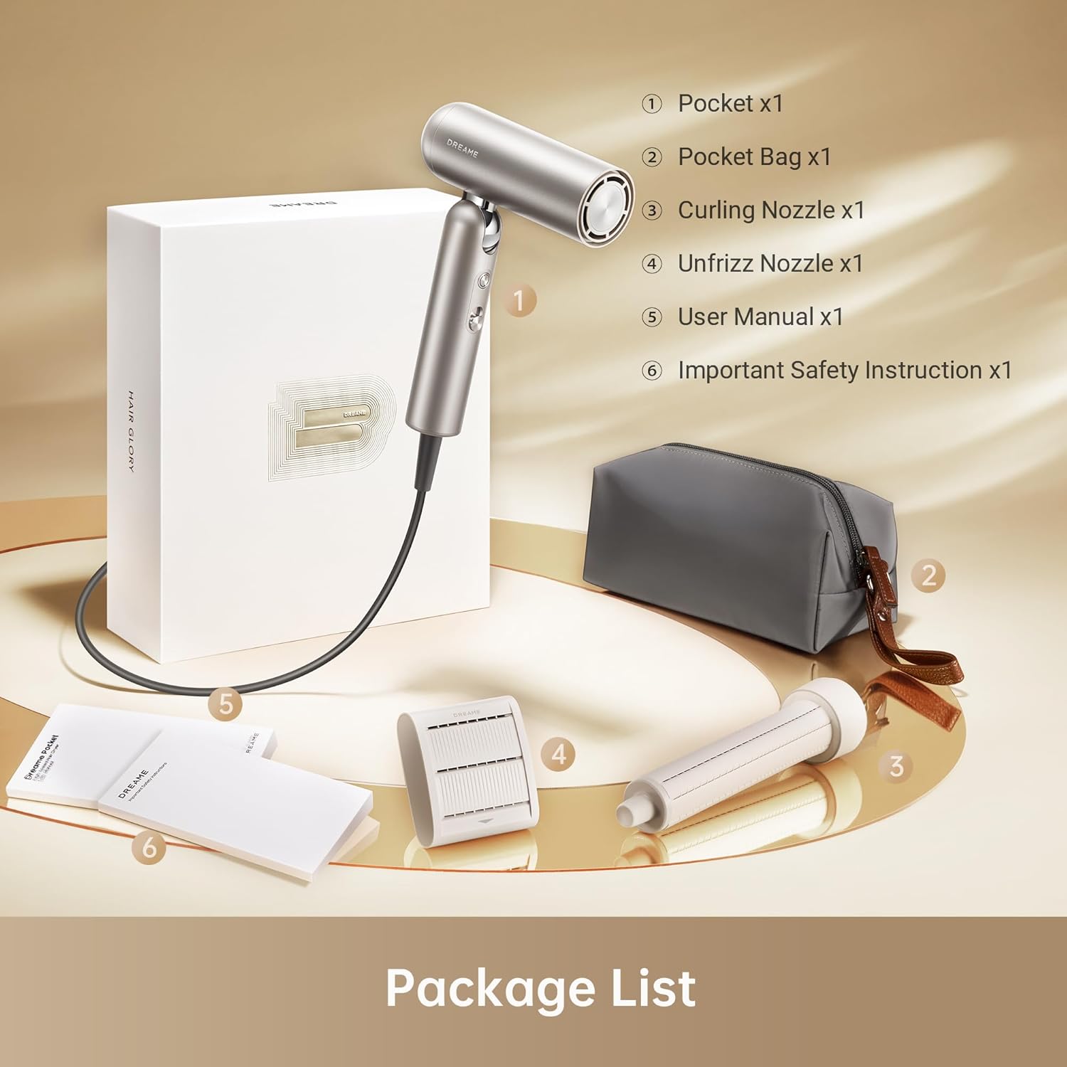 Dreame - Pocket High Speed Hair Dryer - Gold