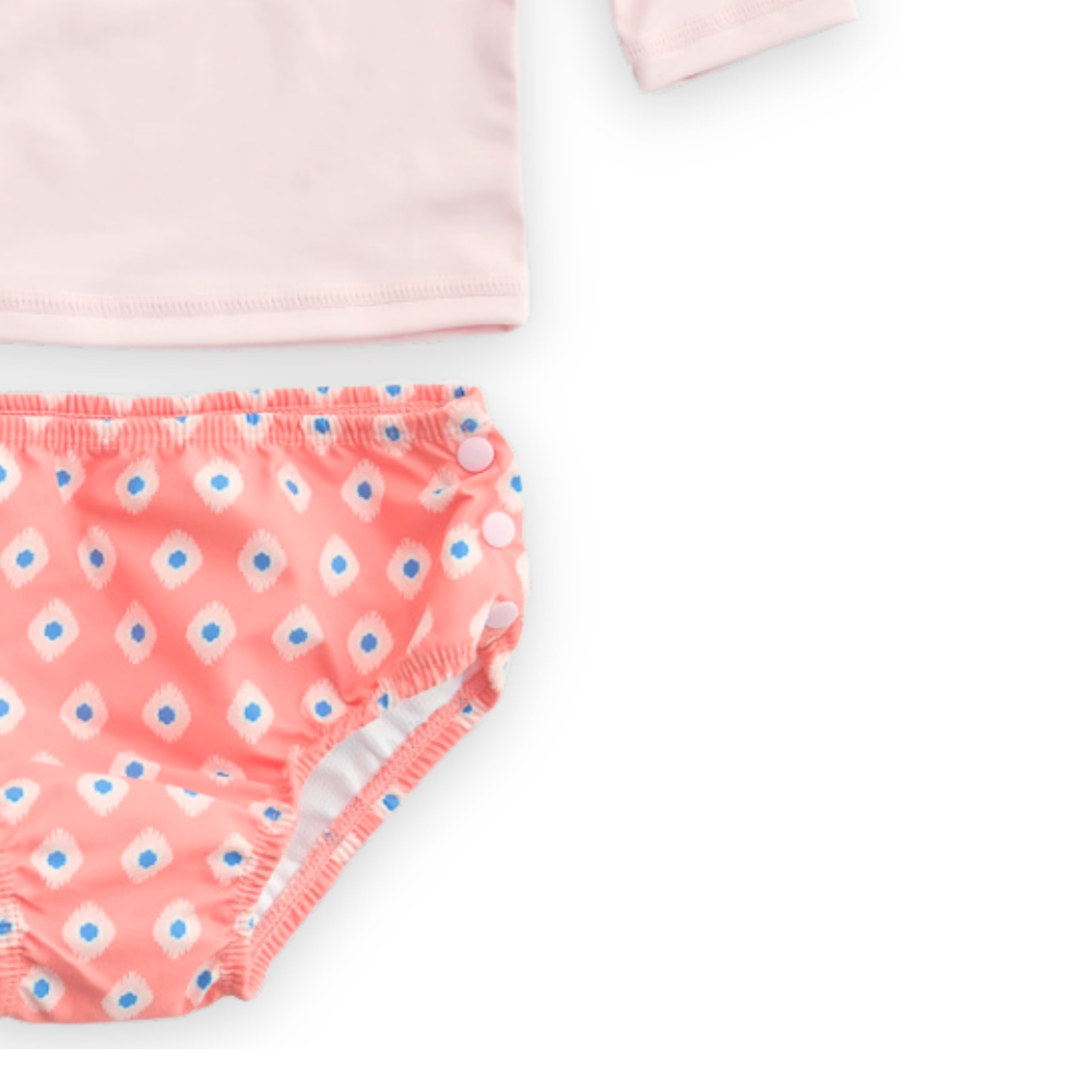 Badawii Beachwear - 2pc-Set - Baby Girl's Swim T-Shirt & Diapers - Peach Mosaic