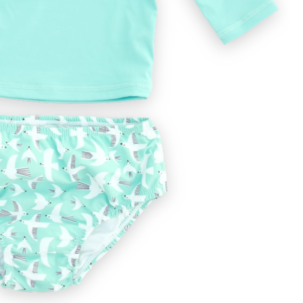 Badawii Beachwear - 2pc-Set - Baby's Swim T-Shirt & Diapers - Seagul Breeze