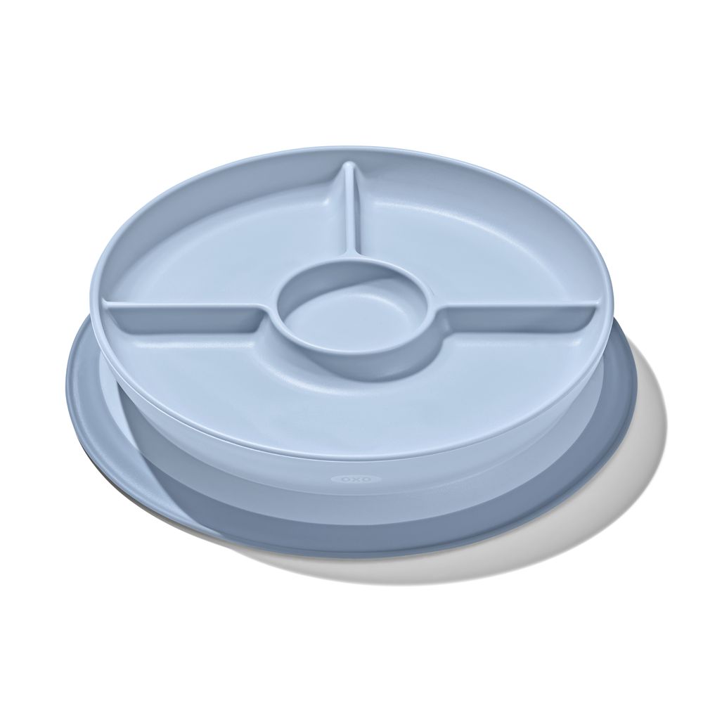 Oxo-Tot Stick And Stay Suction Divided Plate - Dusk