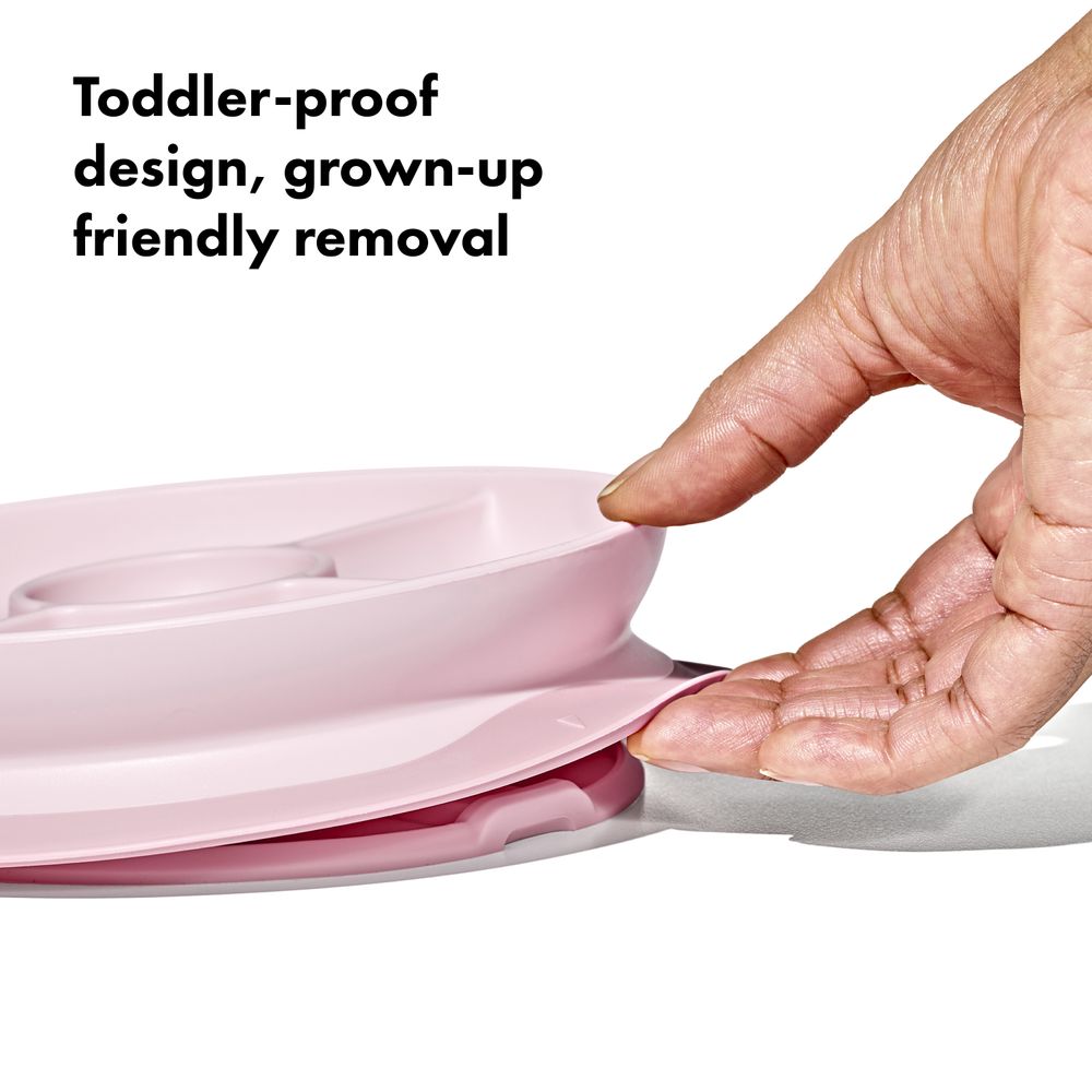 Oxo-Tot Stick And Stay Suction Divided Plate - Blossom