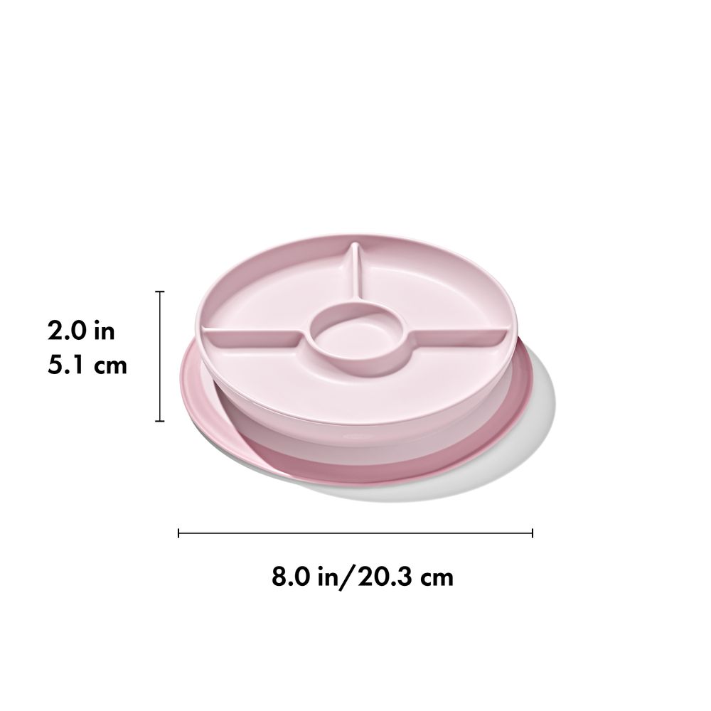 Oxo-Tot Stick And Stay Suction Divided Plate - Blossom