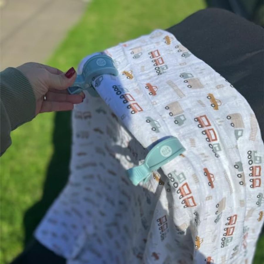 أول فور إيلا - مشابك عربة الأطفال فقط - أزرق فولاذي/فحمي - 4 قطع