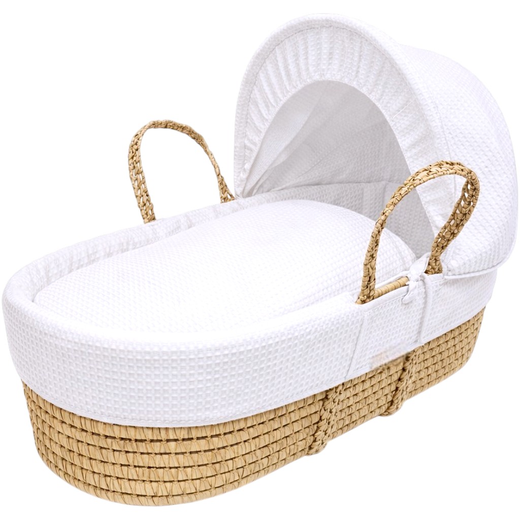 Kinder Valley - Waffle Palm Moses Basket - White
