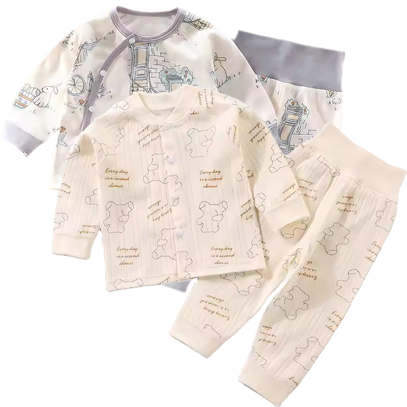 Kinder Valley - 4pc-Set - Just For You & Rabbit Adventure Pyjama Set - Cream