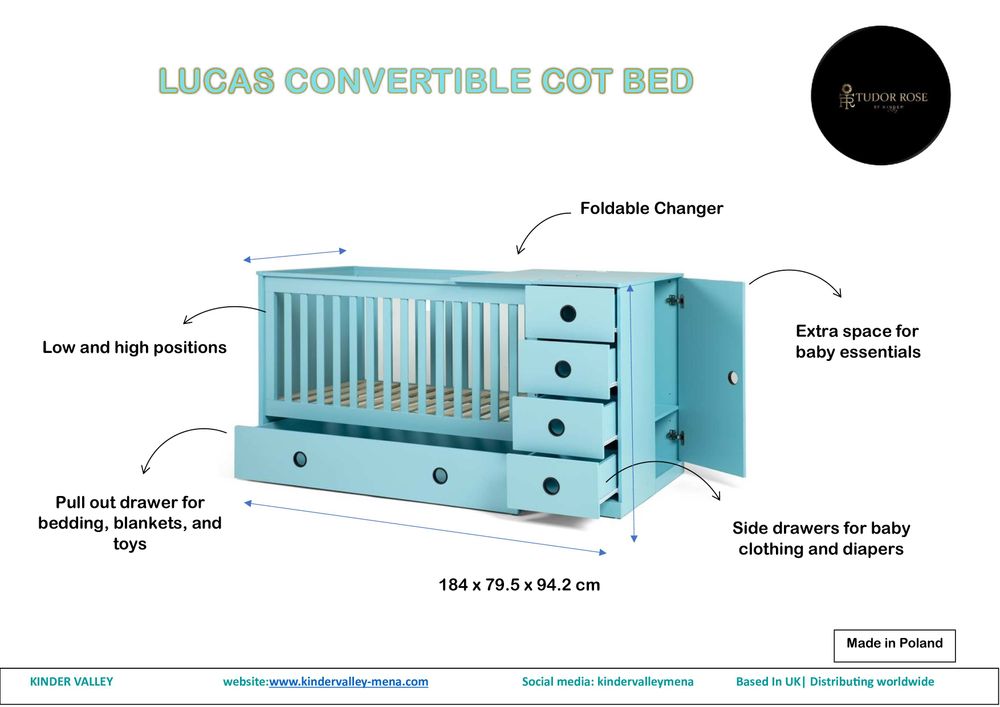 Kinder Valley - Tudor Rose Ruby 4 In 1 Luxury Cotbed