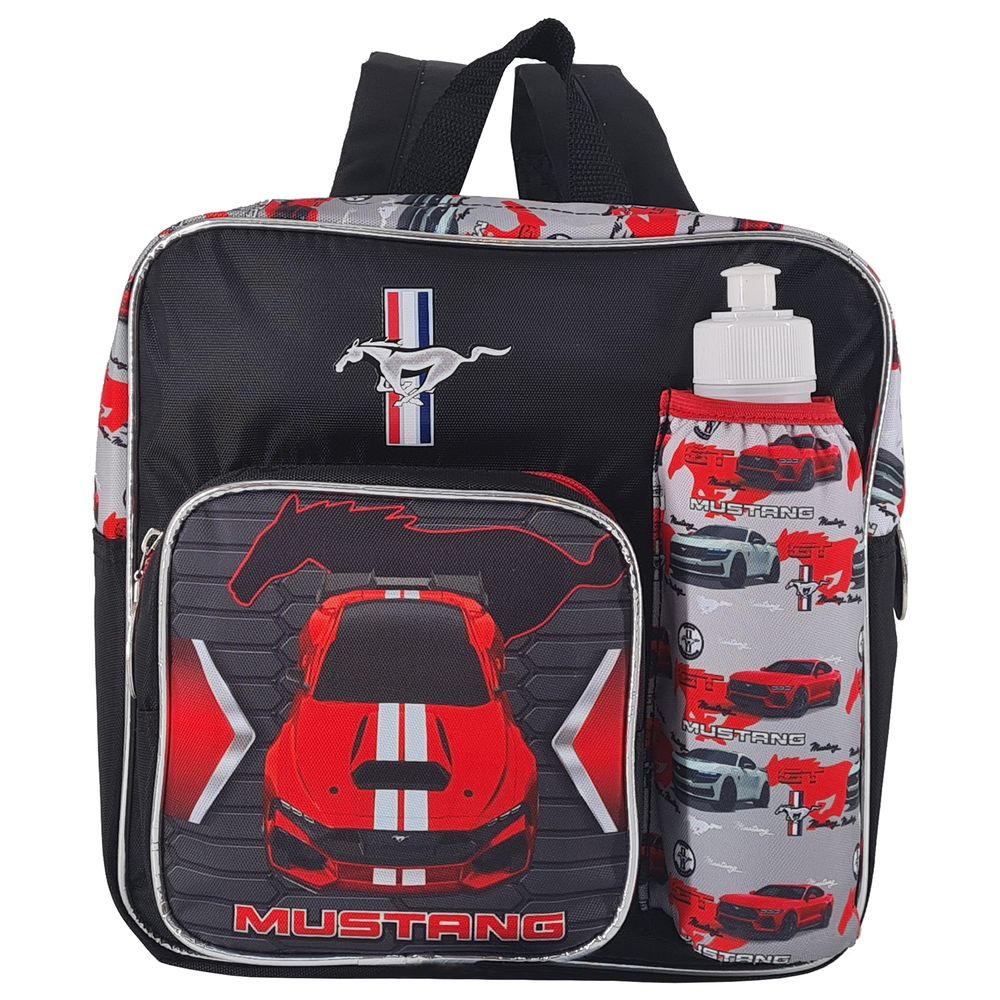 Mustang - Kids Backpack With Water Bottle, Lunch Box, Fork & Spoon - 4 Pcs - 11-Inch